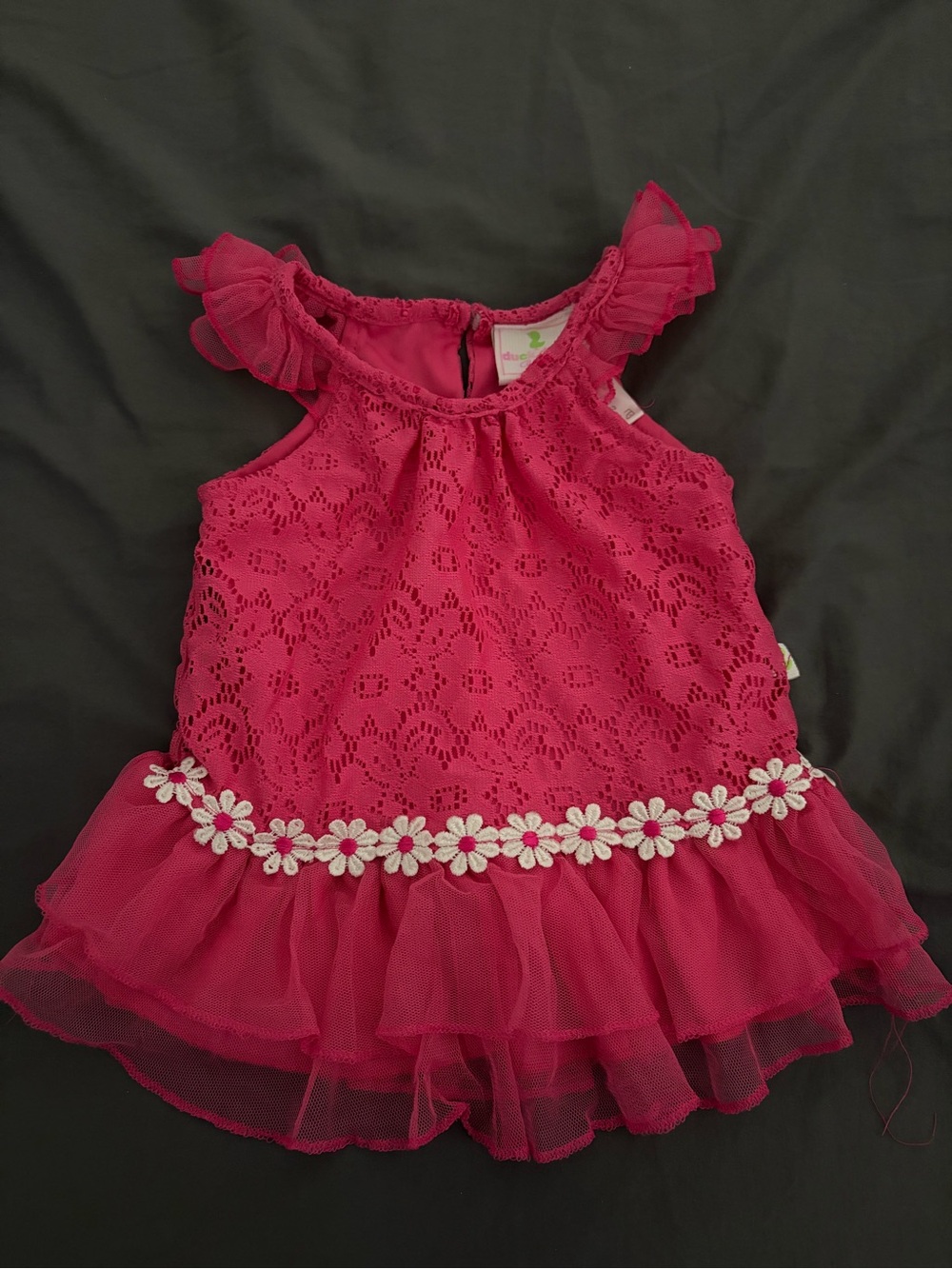 Girls Hot Pink Lace Floral Trim Tank Top Style Shirt